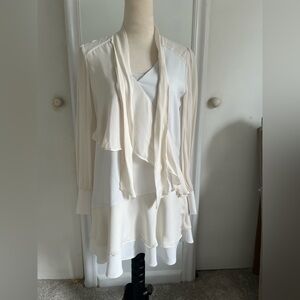Parker Cream/White Blouse with Scarf Neck Tie